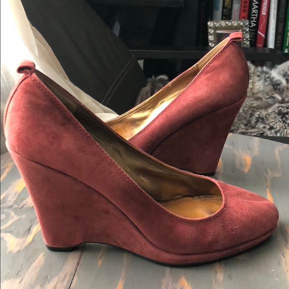 Coach suede wedge heels, burgundy, size 8.5 - Picture 4 of 6